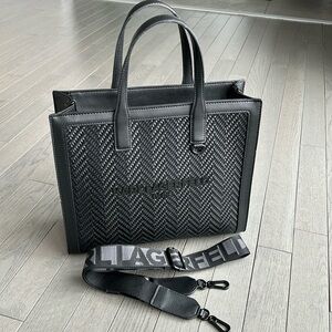 Karl Lagerfeld black leather tote